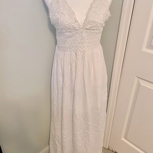 White Crochet Top Maxi Dress (L)